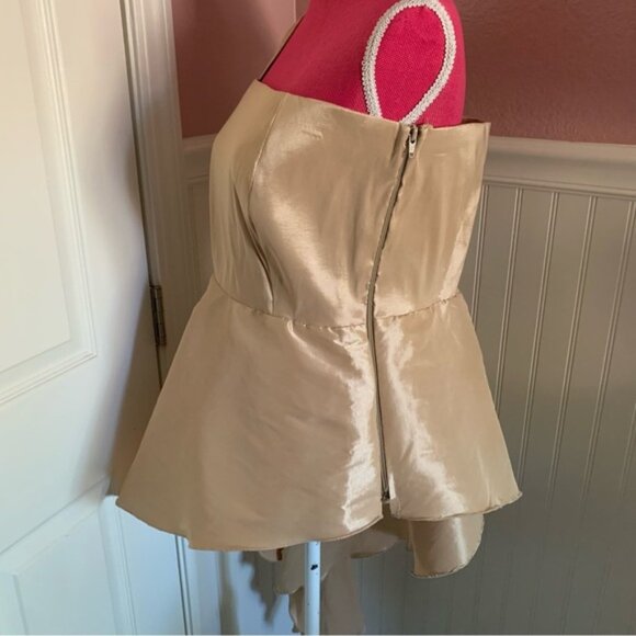 Handmade Gold Taffeta One Strap Special Occasion Asymmetrical Top size XL - Picture 3 of 6